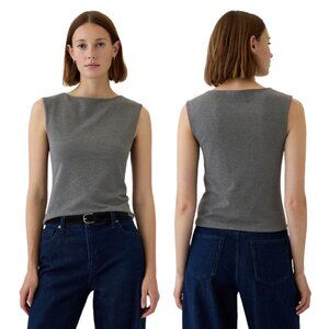 NWOT Gap Modern Boatneck Sleeveless Soft & Stretchy Tank Top in Gray - Medium